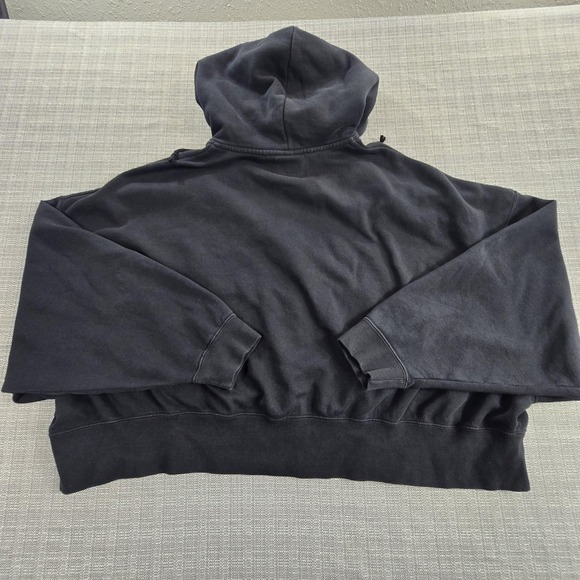 Nike Hoodie Womens 2XL Black Full Zip Cropped Fleece Swoosh Logo Oversized - Picture 9 of 12